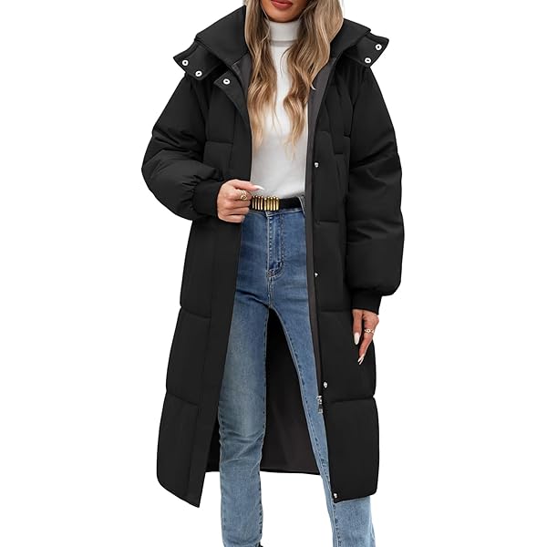 ジャケット・アウター th products LONG PADDED COAT Women Lightweight Puffer Jacket Long Winter Coat With Hood
